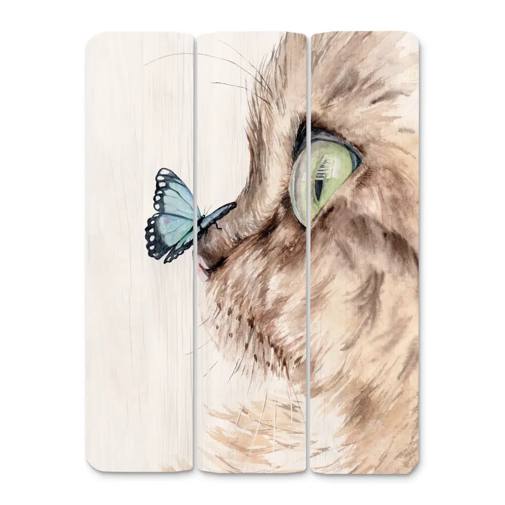 Картина на МДФ Кот и бабочка 30x40 см POSTERMARKET STLM-2051879
