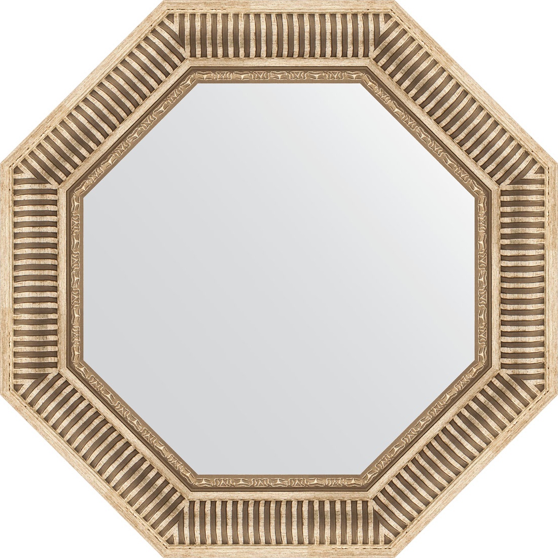 BY 7360 Зеркало в багетной раме - серебряный акведук 93 mm EVOFORM Octagon