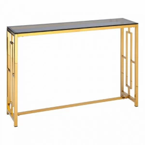 Консоль стеклянная 115х30 см дымчатая с золотом "Бруклин" STOOL GROUP  00-3881906 Золото