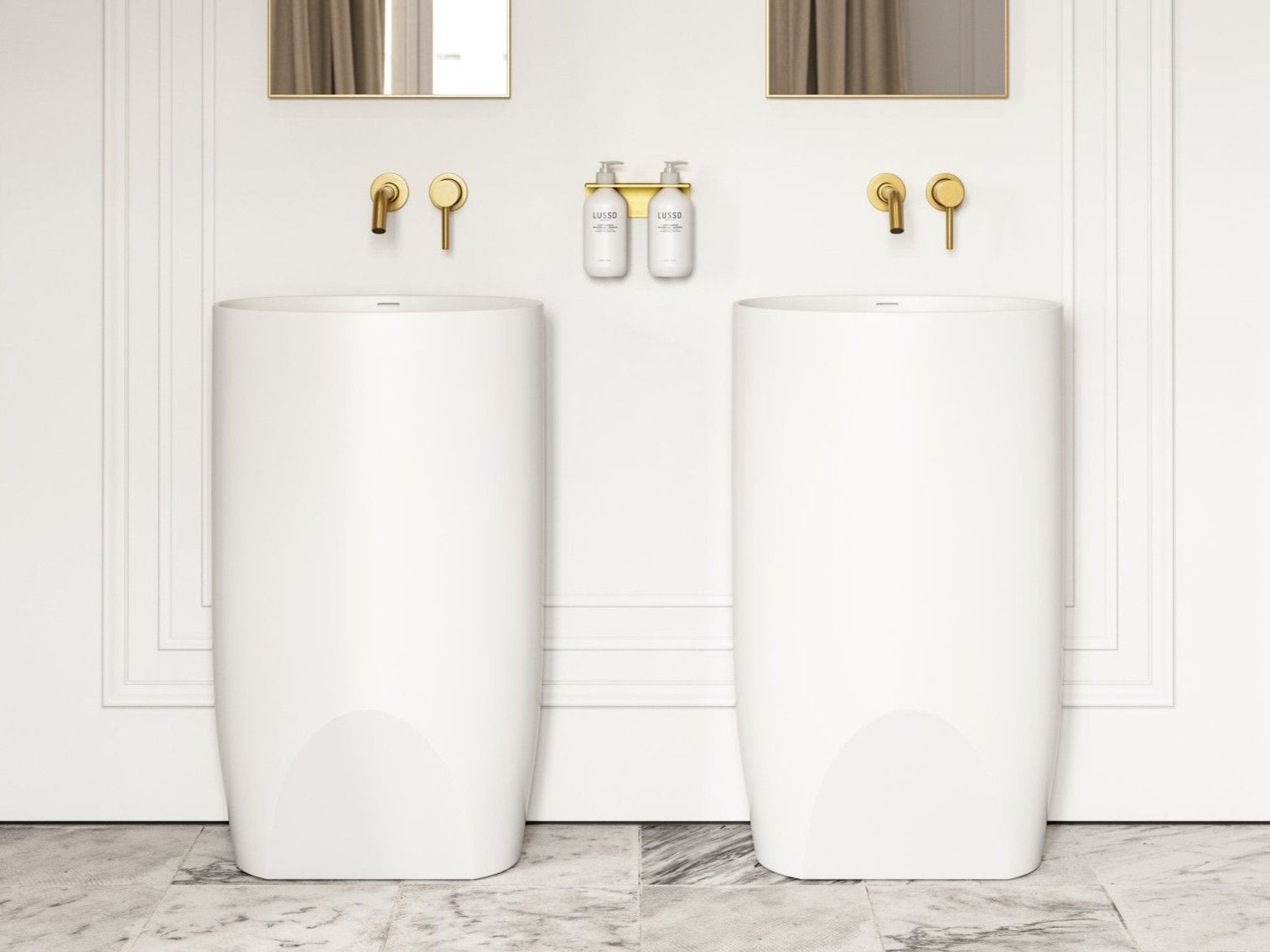 Овальная отдельно стоящая раковина из смолы с переливом LUSSO Cocoon ARCH-00063400