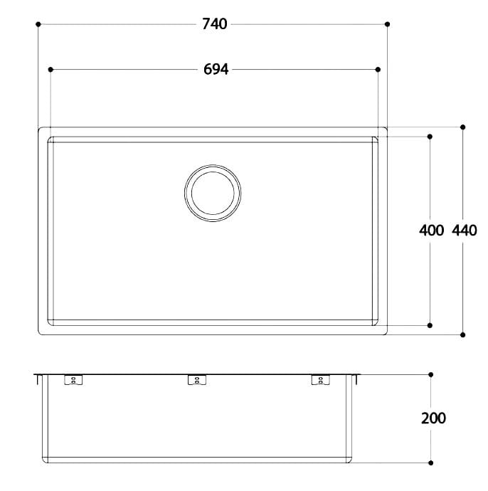 Раковина с одной чашей из нержавеющей стали Evhoc Lumium ARCH-00071934 - Вид №2