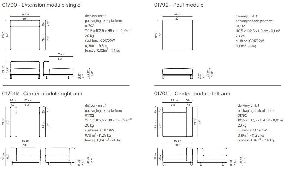 TRIBÙ Модульный садовый диван с водоотталкивающими подушками Vis à vis sofa sun-id-1365364 - Вид №15