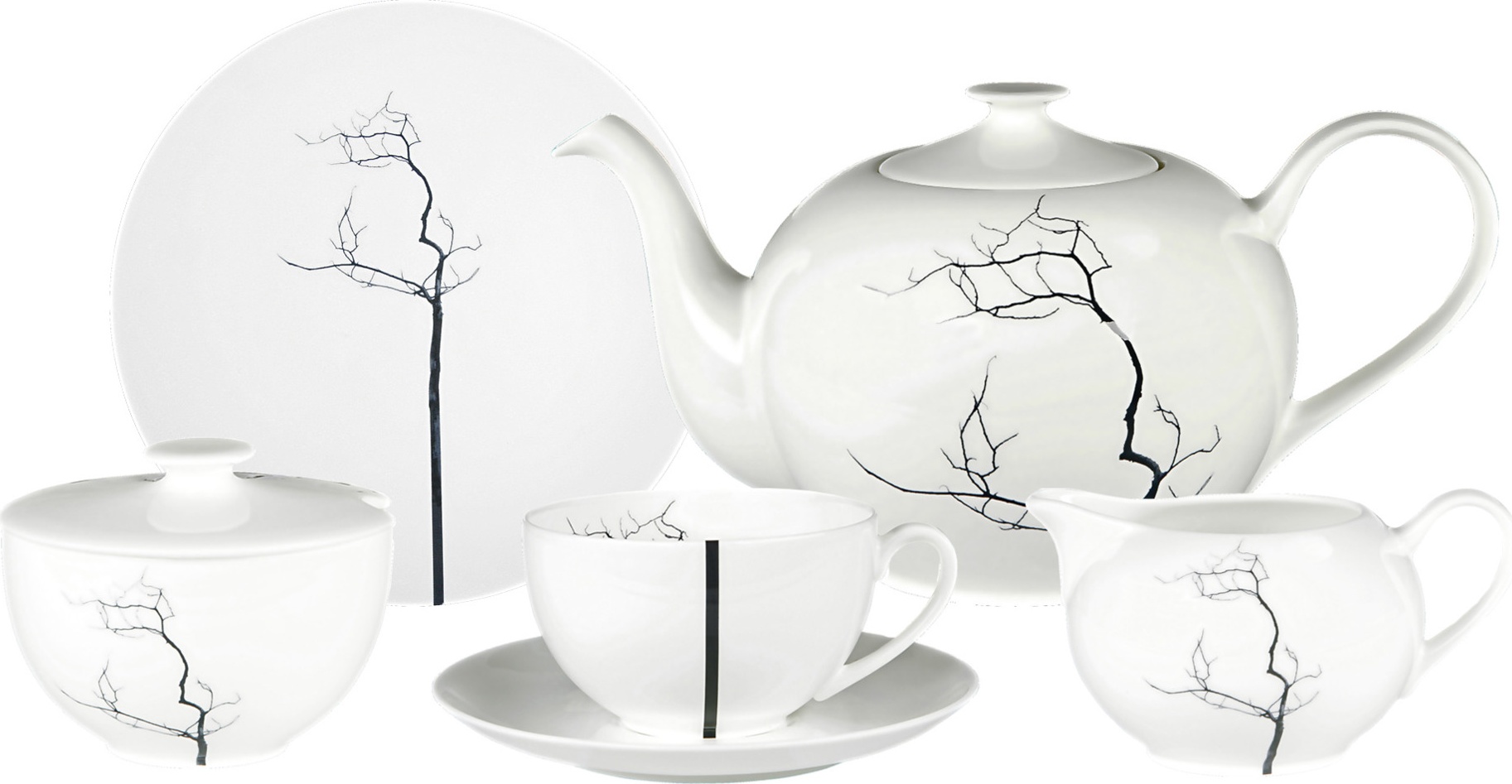 10662967 Dibbern Сервиз чайный Dibbern Чёрный лес на 6 персон 21 предмет, фарфор Фарфор костяной 