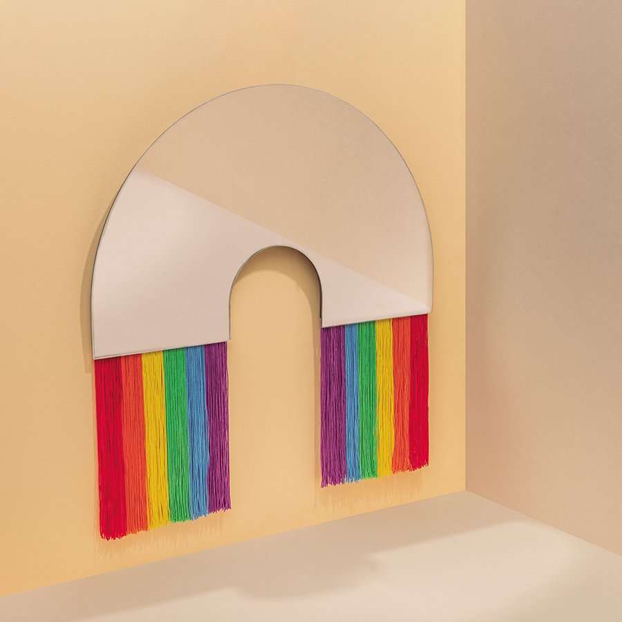 Зеркало настенное среднее разноцветное Rainbow DOIY ДИЗАЙНЕРСКИЕ 00-3880891 Желтый;зеленый;красный;разноцветный  - Вид №2