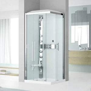 Душевая кабина термостатическая 90x90 GLAX 3 A90 HYDROMASSAGE Novellini GLAX 3 с высоким душевым поддоном и крышей с парогенератором