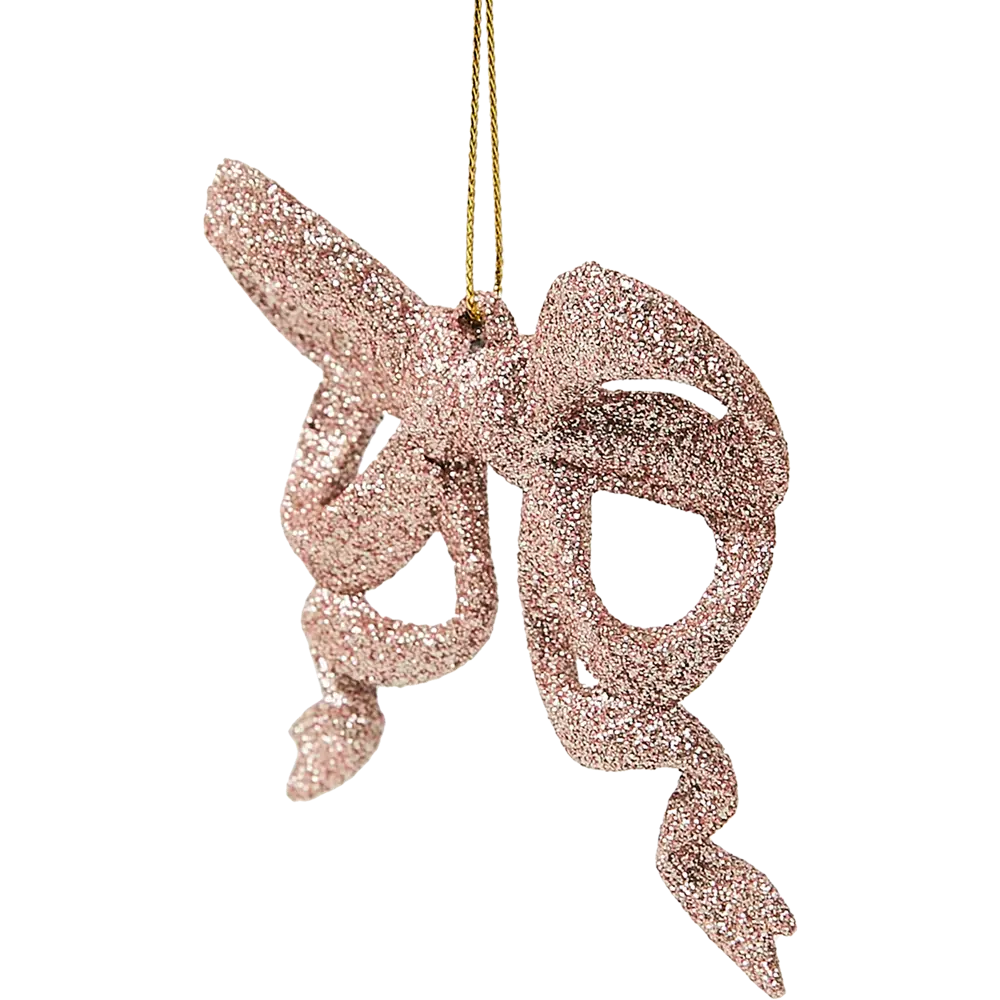 87036488 Елочная игрушка Бант блестящий 8x9 цвет розовый STLM-1363923 Santreyd  - Вид №1