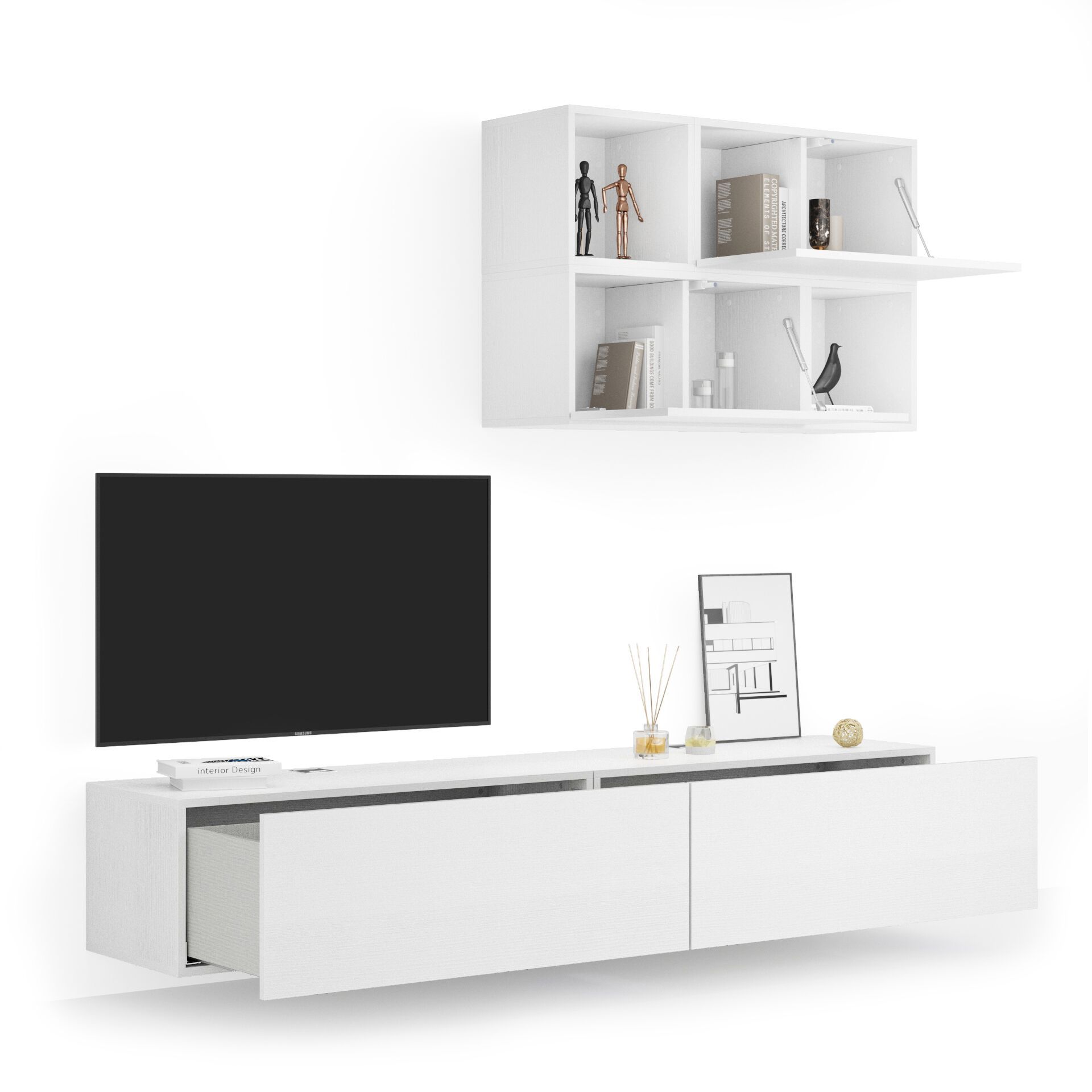 Модульная оборудованная стена установленная стеной в меламинированном Mobili Fiver Easy ARCH-00044646 - Вид №1