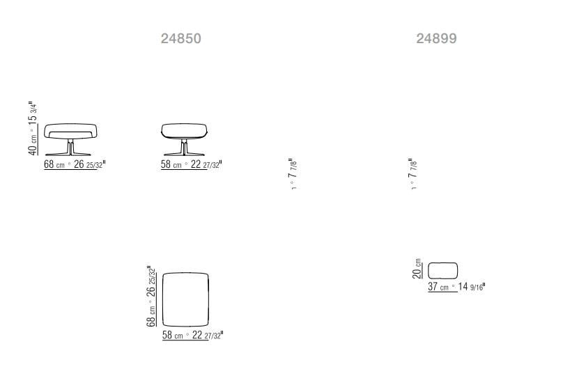 Вращающееся кресло с подлокотниками из кожи и ткани Flexform Швабский ARCH-00123989 - Вид №9
