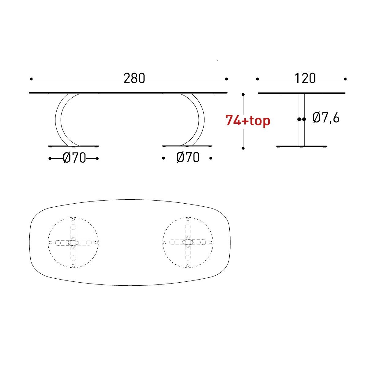 Стальной овальный садовый стол Varaschin Flexion ARCH-00031422 - Вид №4