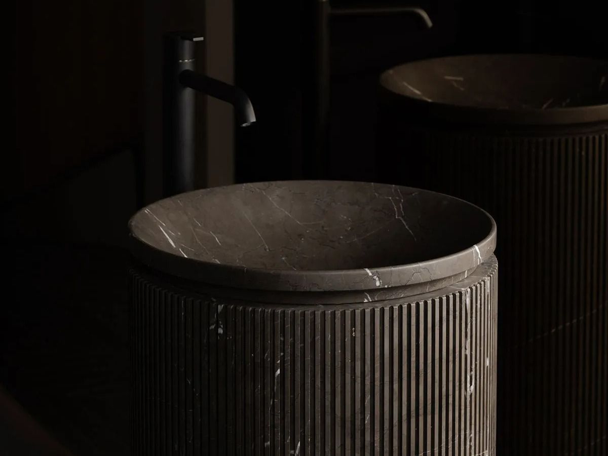 Отдельно стоящий круглый умывальник из мрамора Pietra Grey Inbani решетки ARCH-00034907 - Вид №6