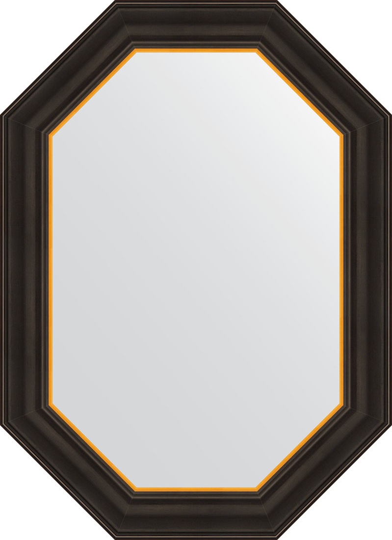 BY 7285 Зеркало в багетной раме - черное дерево с золотом 71 mm EVOFORM Octagon