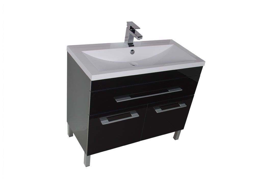 Тумба под раковину Aquanet Верона 100 черный (напольная 1 ящик 2 дверцы) sun-id-275332 - Вид №1