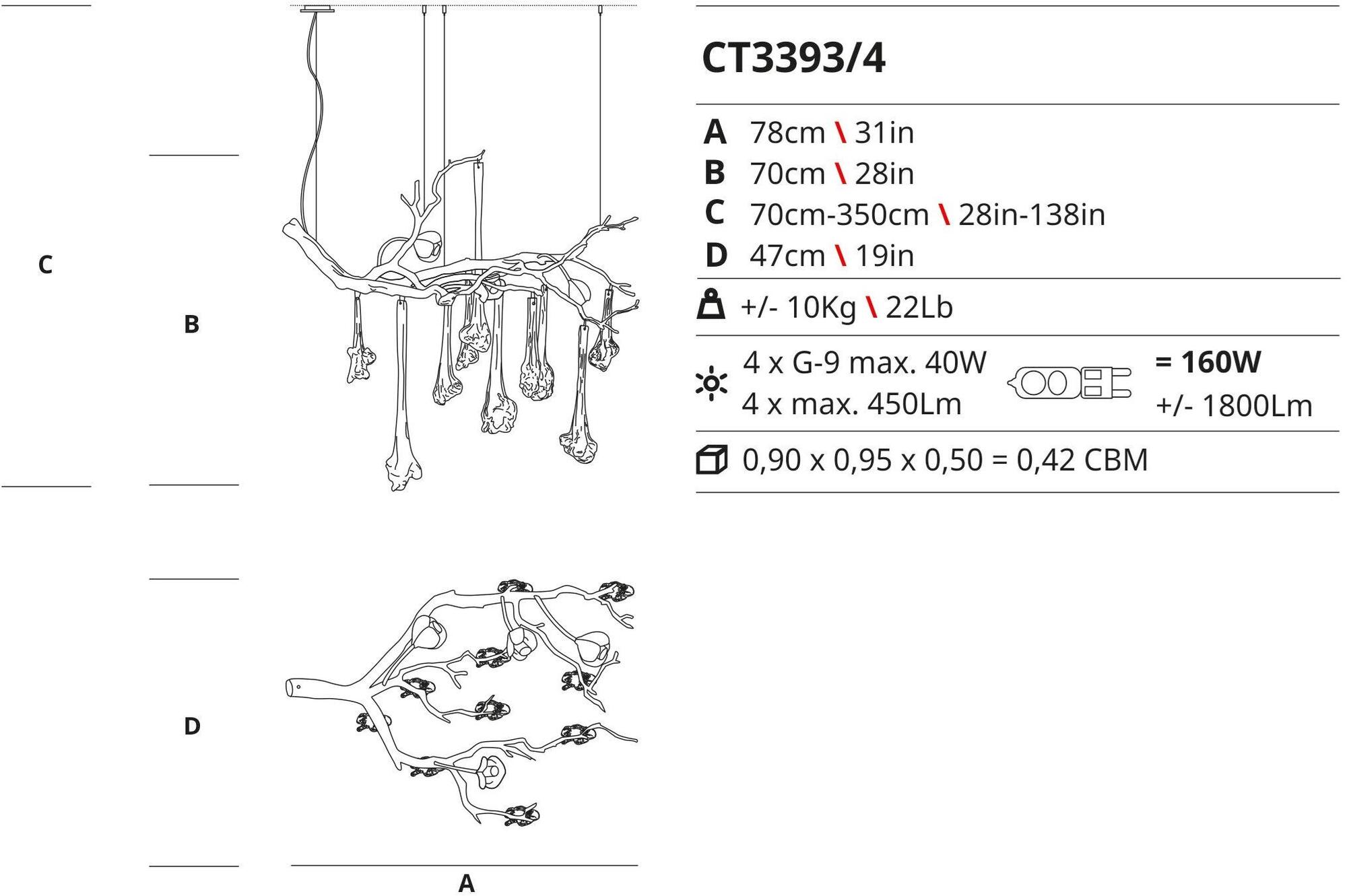 Serip Подвесной светильник из бронзы ручной работы Coral Ct3393/4 - Вид №3