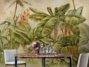Тропические обои ПВХ бесплатно, экологически чистые, моющиеся