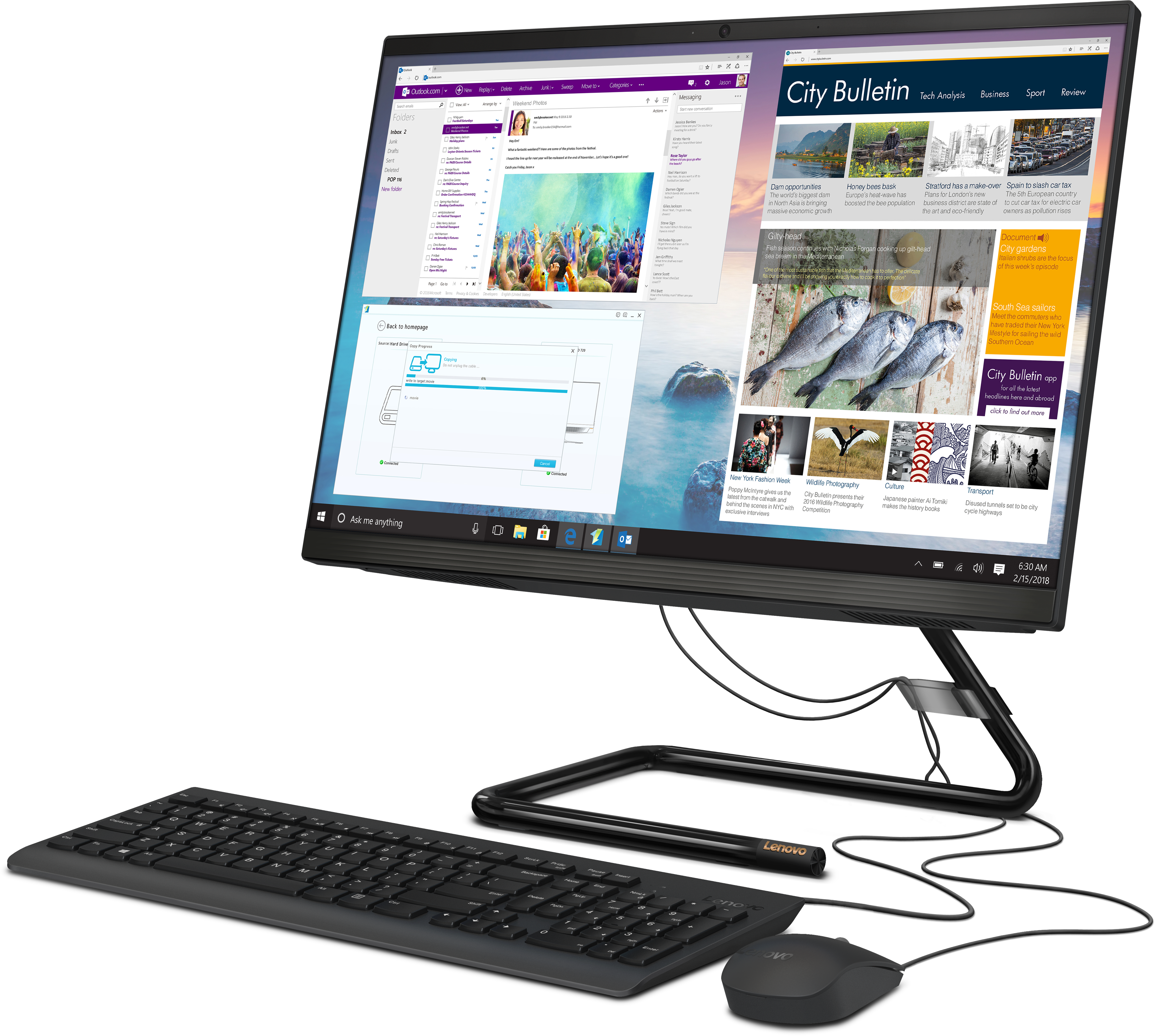 F0EX000VRK ideacentre aio 3 22ada05 21.5"(1920x1080)/amd ryzen 3 3250u(2.6ghz)/8192mb/256ssdgb/dvdrw/int:amd radeon/bt/wifi/war 1y/5.28kg/black/dos + клавиатура, мышь usb Lenovo Santreyd  - Вид №1