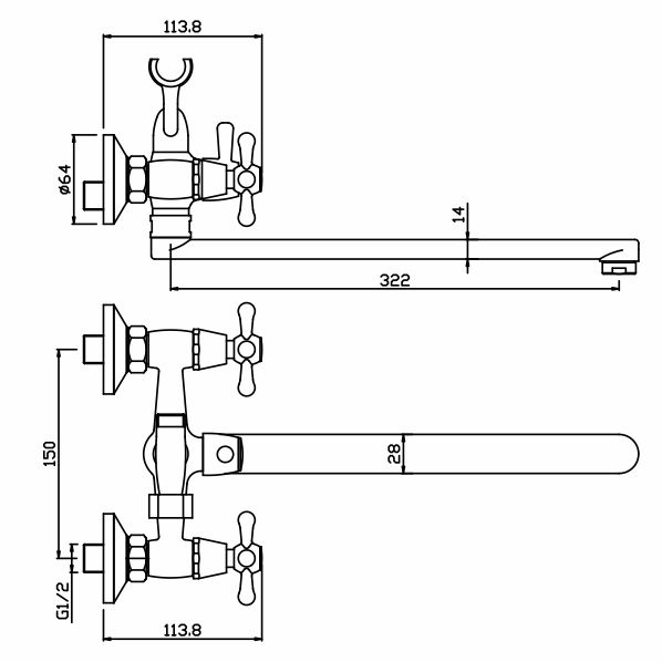 212 DOM  Смеситель универсальный  ARGO kran 212dom - Вид №1