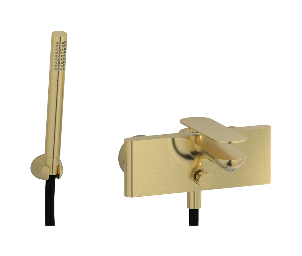 Настенный смеситель для ванной в комплекте с душевым гарнитуром WE ARE IB k2250is Brushed Pale Gold K2