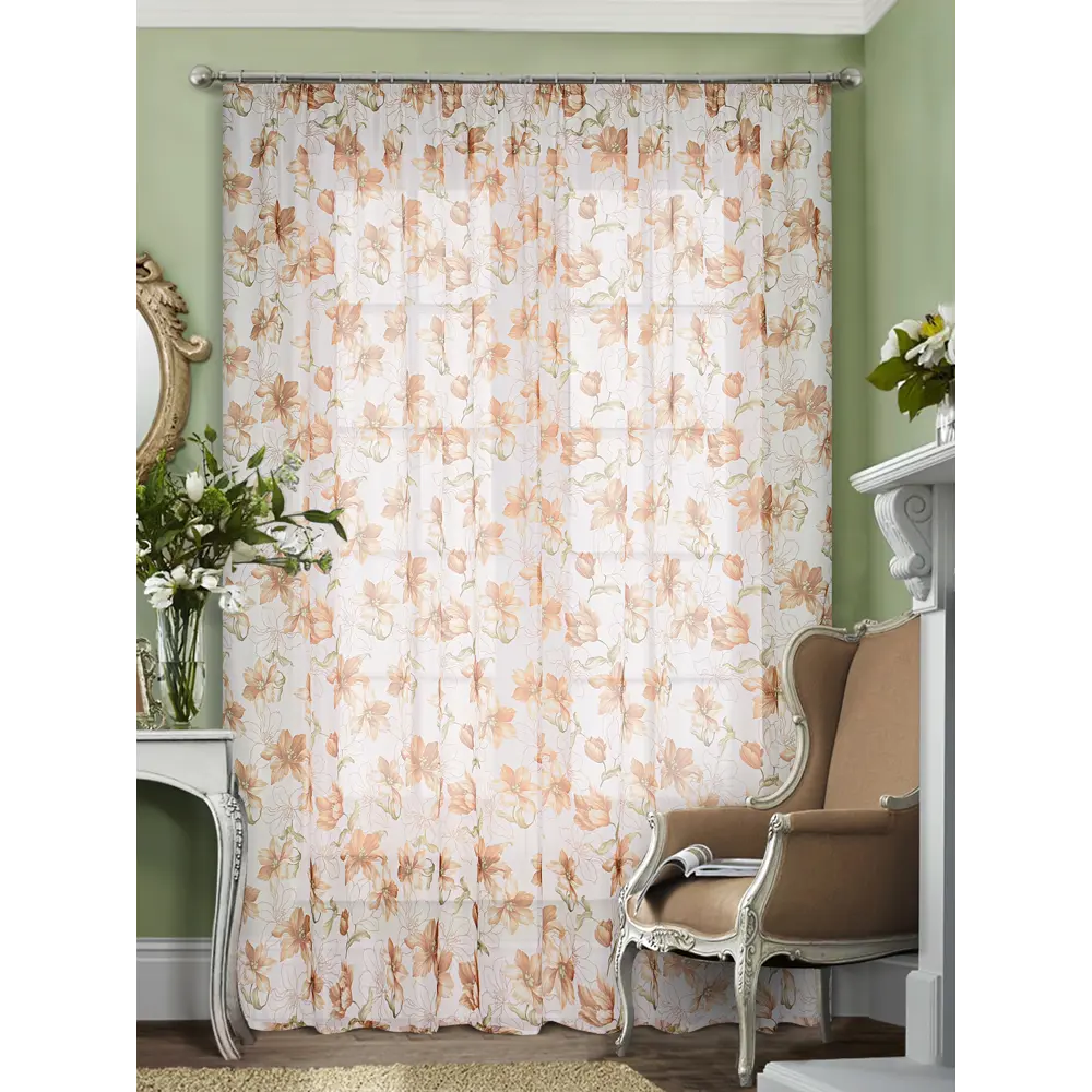 Тюль на ленте «Цветок», 300х270 см, цветы, цвет мультиколор ТОРГОВЫЙ ДОМ ТЕКСТИЛЬ STLM-2068246