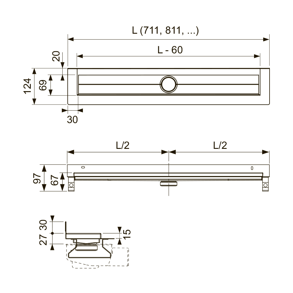 601501 Душевой канал прямой Tece  - Вид №1