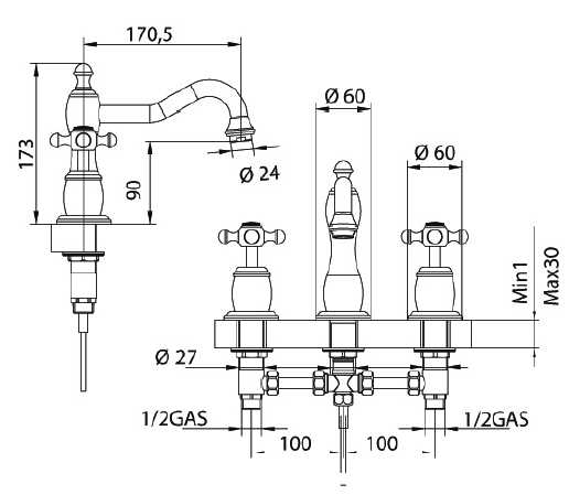 540920PN06 Смеситель Bandini Antica Santreyd - Вид №2
