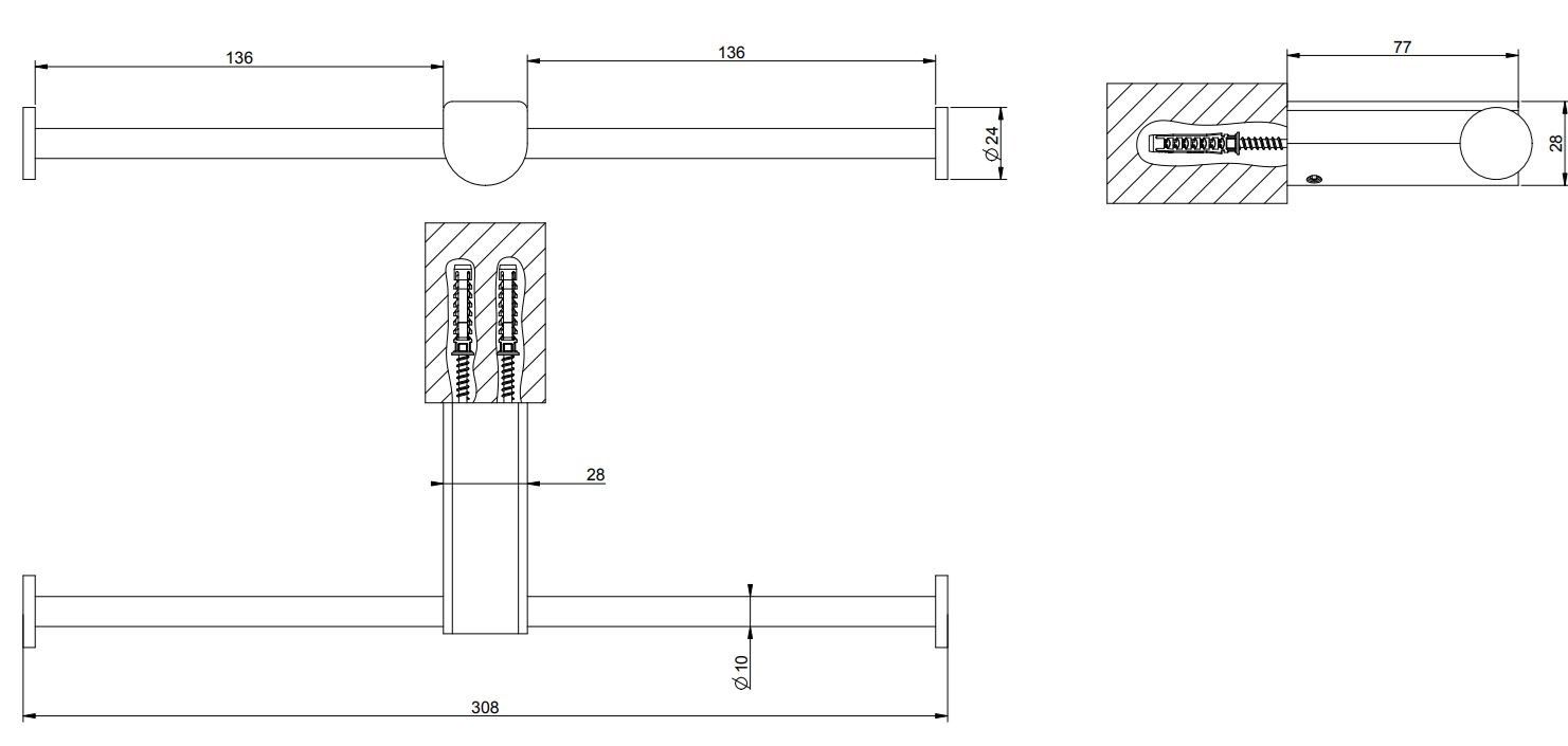 Латунный двойной держатель рулона Gessi рельеф ARCH-00095758 - Вид №2