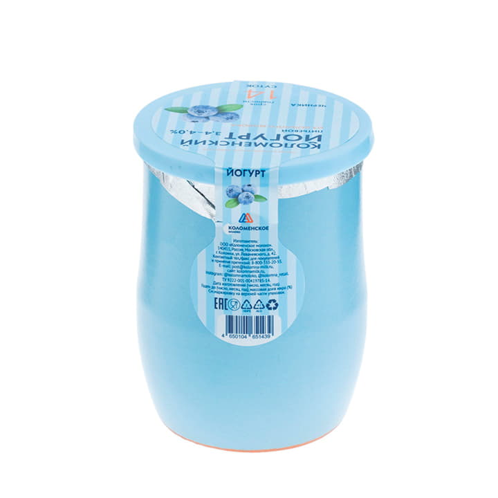 Йогурт Коломенский Черника 3,4%-4,0% Коломенское молоко 450 г БЗМЖ Santreyd 12263