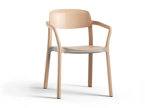 Деревянный штабелируемый стул с подлокотниками