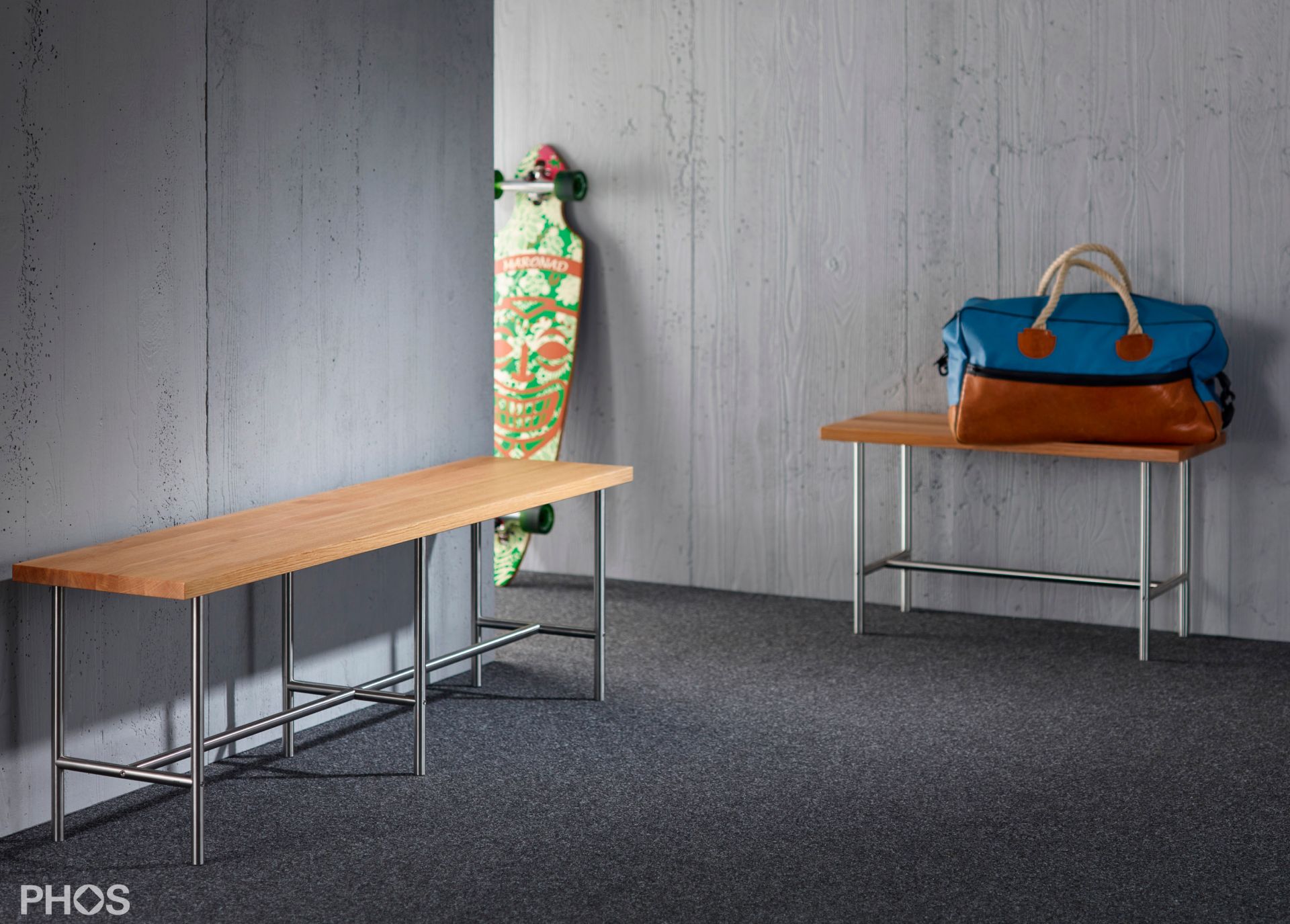 SiB1200-Eiche Скамья с сиденьем из массива дуба, ширина 135 см. PHOS  - Вид №3