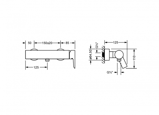 Смеситель для душа однорычажный настенный ½" JOERGER Exalновинка 632.20.600.000 - Вид №1