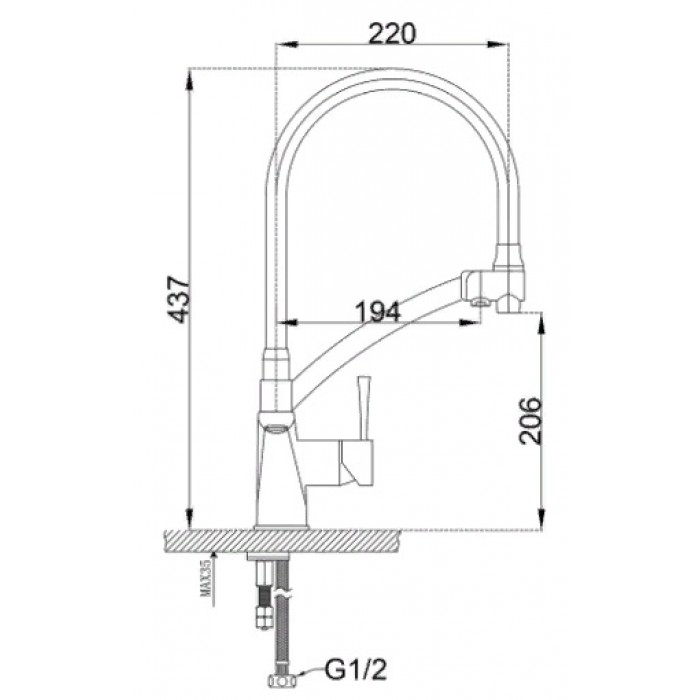 Zorg ZR 354-6 YF Смеситель для кухни Zorg 437х220  - Вид №2