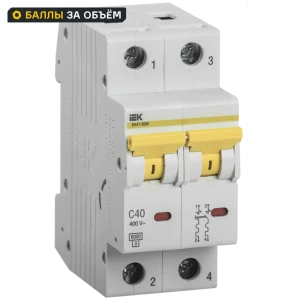 Автоматический выключатель IEK ВА47-60M 2Р C40 А 6 кА MVA31-2-040-C