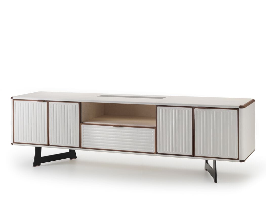 Деревянный шкаф с кожаной обивкой и распашными дверями i 4 Mariani Мур ARCH-00093022 - Вид №2