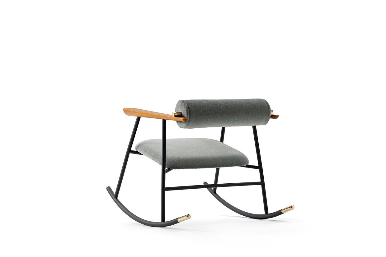 Кресло-качалка с кожаной обивкой Gallotti&Radice LOULOU ROCK ARCH-00053893 - Вид №9