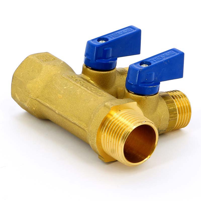 Коллектор НВ 3/4" с кранами с утолщенными стенками TIEMME 2 выхода 1/2"Н 36мм 1820022 - Вид №3