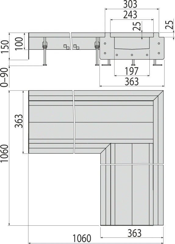 Промышленный коробчатый желоб угловой из нержавеющей стали AISI 304 ALCAPLAST APR11102 - Вид №1