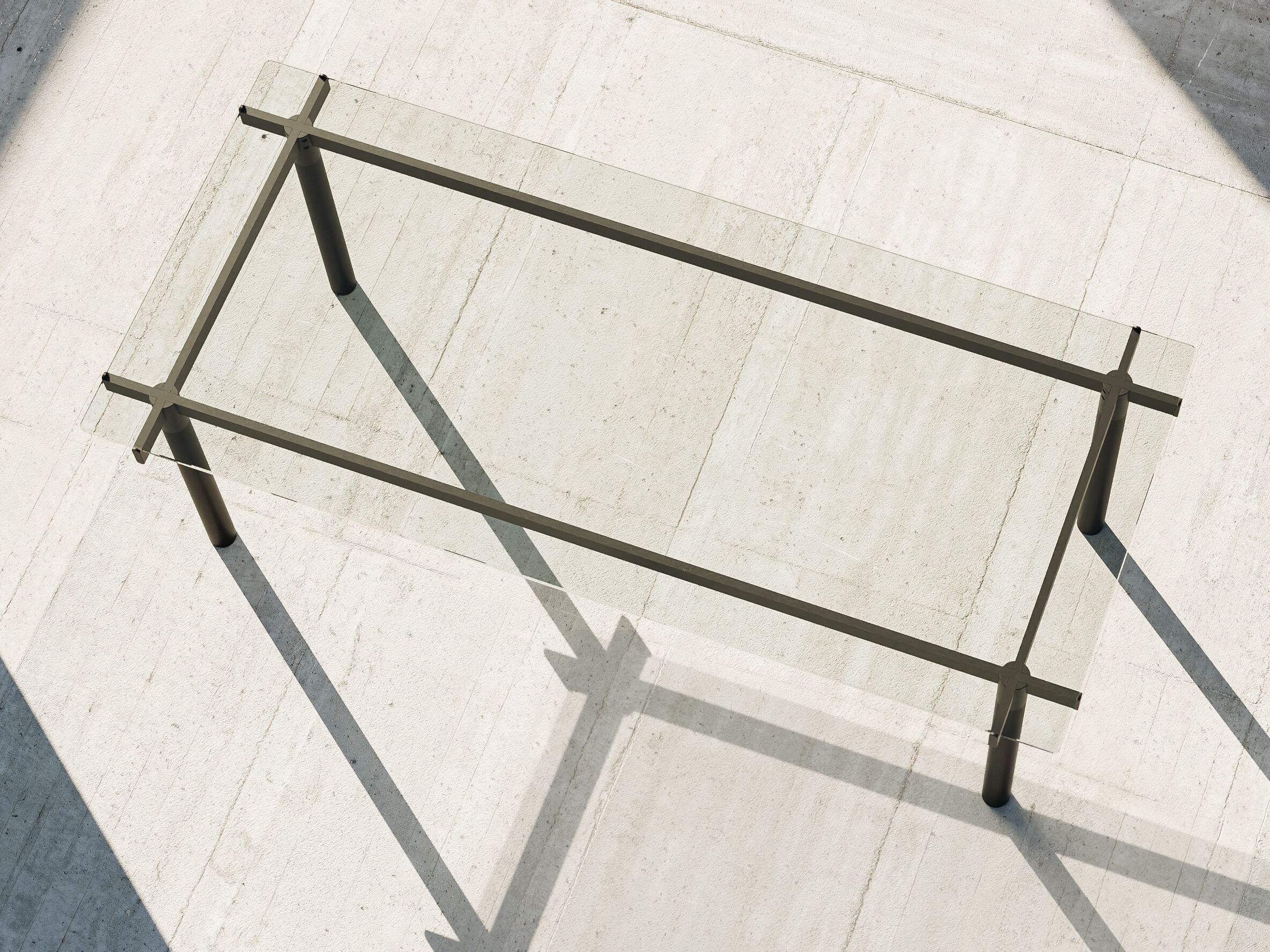 Прямоугольный стол для совещаний из стекла и металла FANTONI Decumano ARCH-00112180