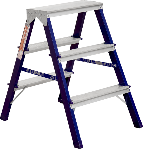 Стремянка стальная двухсторонняя с алюминиевыми ступенями MD 8203 ALUMET 