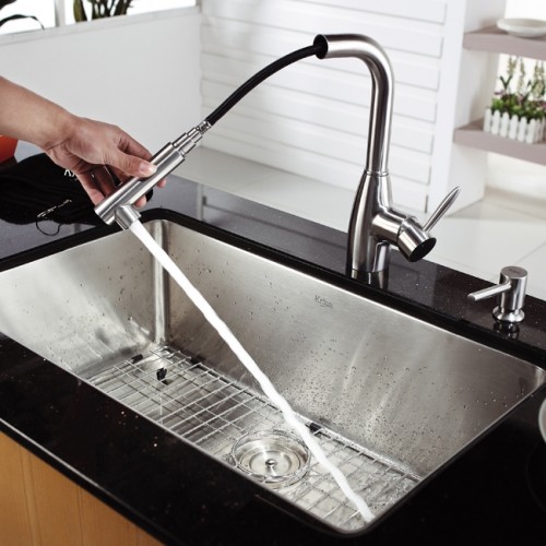 KHU100-30-KPF2140-SD20 Накладная раковина на столешницу  прямоугольная Krausru  - Вид №5