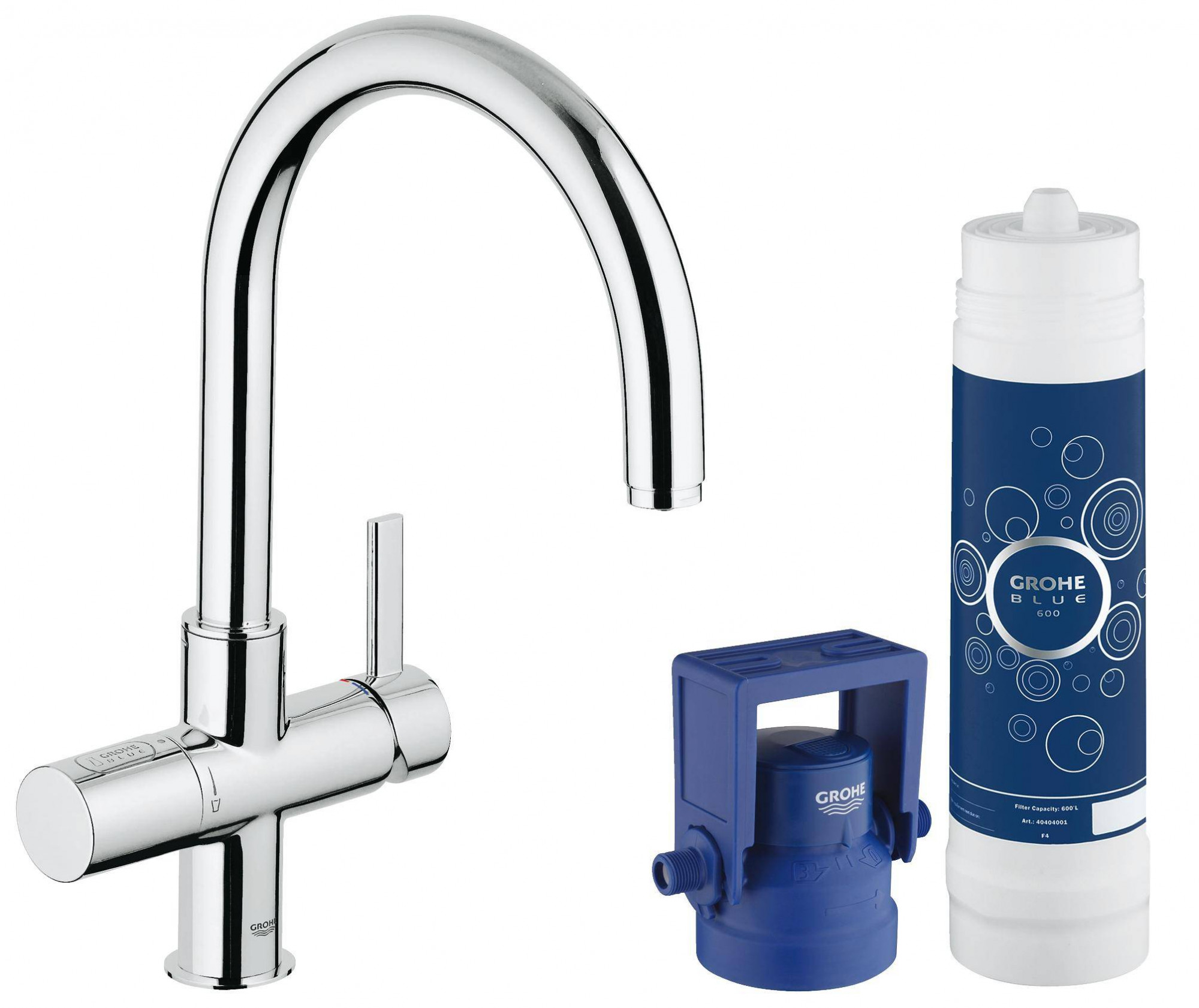 Комплект со смесителем для кухни GROHE Blue (фильтрация, C-излив), хром (33249001)