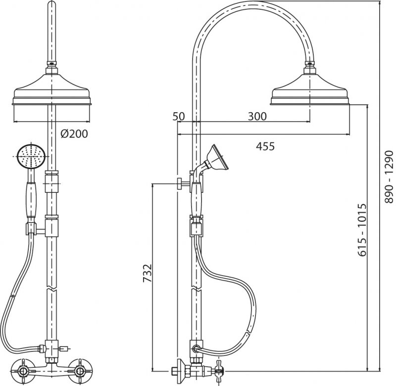Душевая стойка со смесителем, верхним и ручным душем CEZARES LORD-CD-02-M - Вид №1