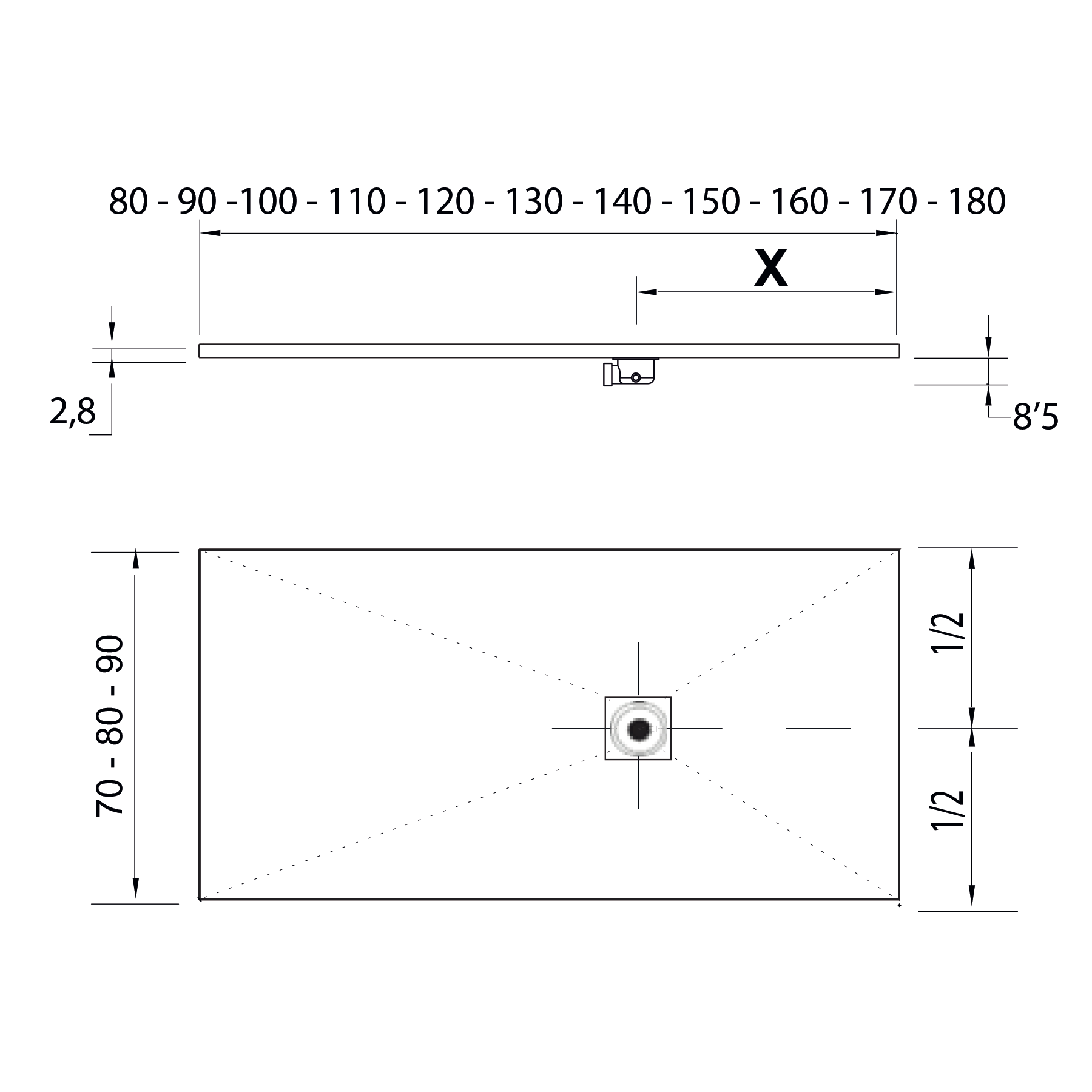 23425 SALGAR Поддон для душа RIOJA WHITE 700 x 1000 мм  - Вид №2