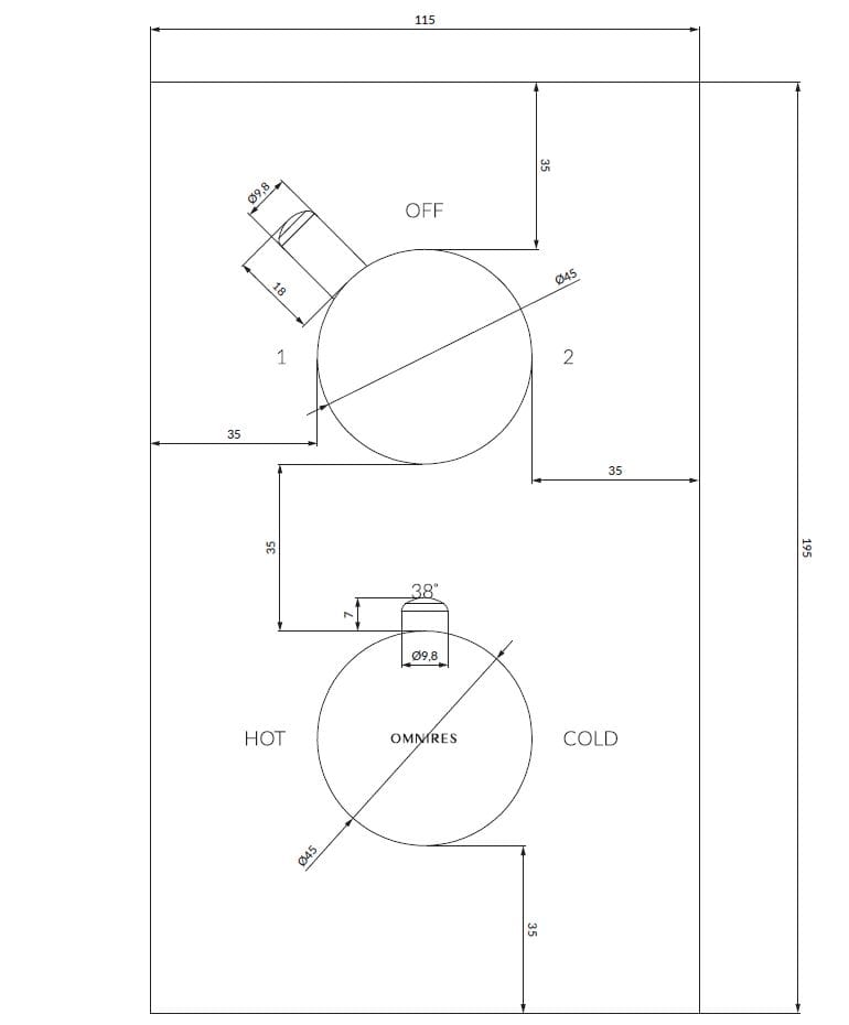 Встраиваемый термостатический смеситель для душа/ванны OMNIRES Y ARCH-00031114 - Вид №2