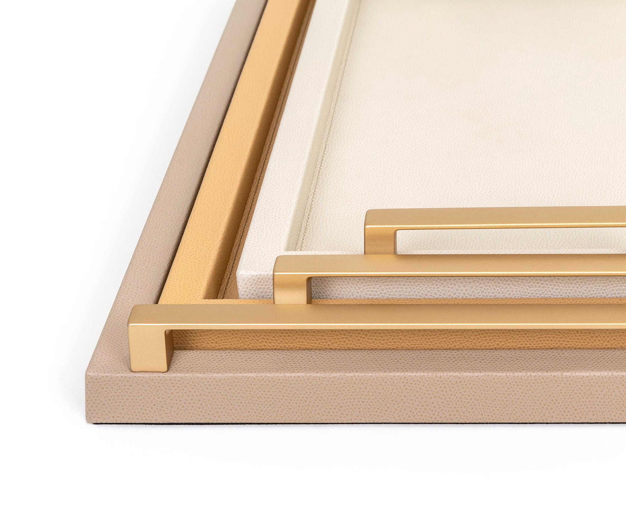 Юпитер Поднос - 40x25 см/металлик_хром/зернистая кожа_кремовый Pinetti 00.1314.029.027 - Вид №5