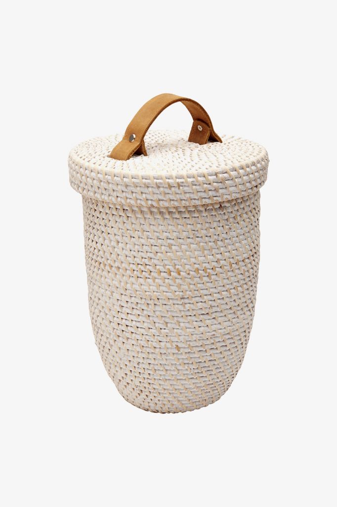 PLWC04 Банка для пальмовых отходов с крышкой с кожаной ручкой Waterworks Palm