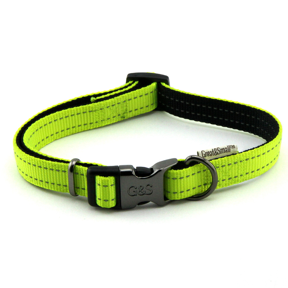 ПР0043677 Ошейник для собак со светоотражающей отстрочкой 25х450-650мм сигнальный Great&Small 