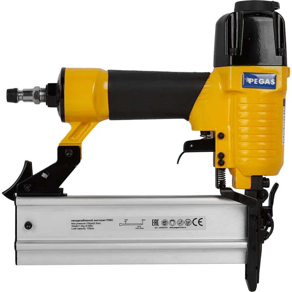 Пистолет гвоздезабивной пневматический Pegas Pneumatic F50-C тип гвоздей 18GA 10-50 мм STLM-2083153 - Вид №1