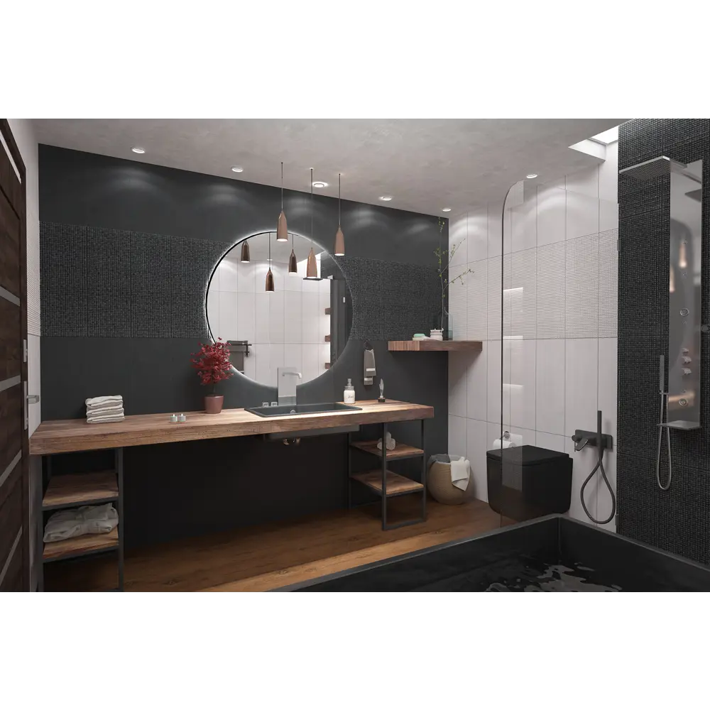 Плитка настенная Azori Alba Grafite 25.1x70.9 см 1.25 м² цвет черный 85091601 STLM-2202093 - Вид №2