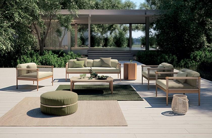 Atmosphera Круглый садовый пуф со съемным чехлом из ткани Levante e ponente Cxpn.pf - Вид №1