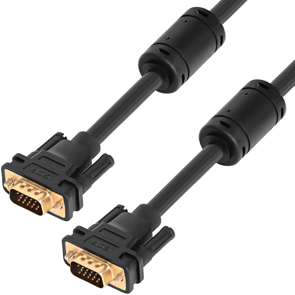 GCR-VM2VM2-15.0m кабель svga 15.0м чёрный, позолоченные контакты, ферритовые кольца, od8.0mm. 15m / 15m premium , 28/28 awg, двойной экран Greenconnect Santreyd  - Вид №1