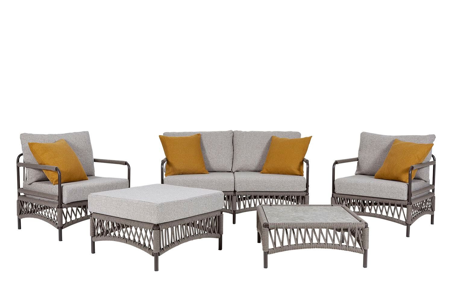 2-местный тканевый садовый диван с металлическим основанием и веревкой Rever Канны ARCH-00130160 - Вид №1